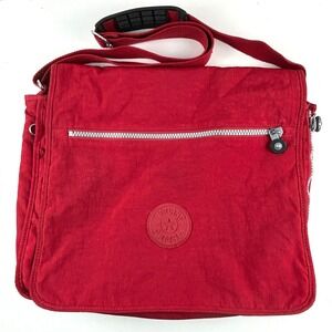 Kipling Madhouse Messenger Bag Unisex Large Red Expandable Nylon Crossbody Y2K